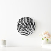 Horloge Ronde Code binaire Zebra noir et blanc (Maison)
