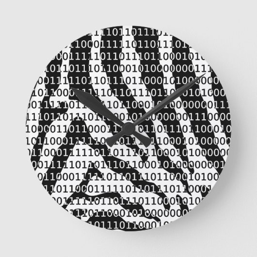 Horloge Ronde Code binaire Zebra noir et blanc (Recto)