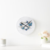 Horloge Ronde Coeur bijoux avec papillons Morpho (Maison)