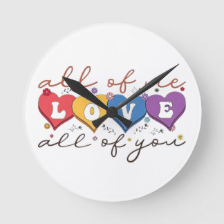 Horloge Ronde Cœur Coloré Citation d'Amour