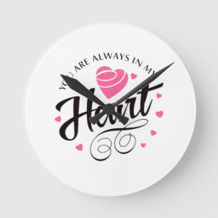 Horloge Ronde Cœur d'amour romantique