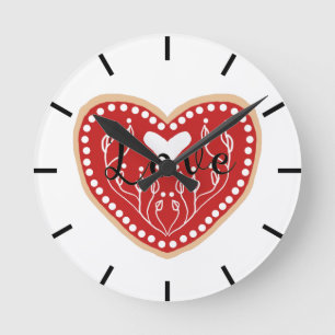 Horloge Ronde Coeur d'art populaire scandinave