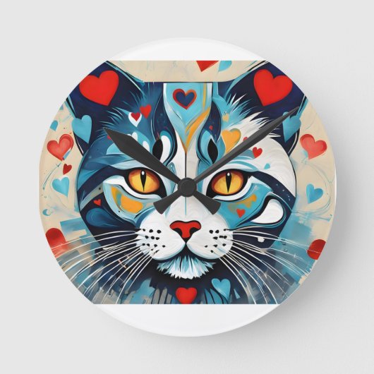 Horloge Ronde Coeur de chat (Recto)
