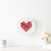 Horloge Ronde Coeur de pixel (Maison)