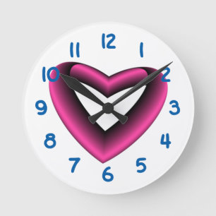 Horloge Ronde Cœur dégradé rose et noir
