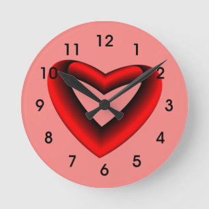 Horloge Ronde Coeur dégradé rouge et noir