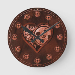 Horloge Ronde Cœur d'engrenage Steampunk