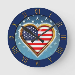 Horloge Ronde Coeur des USA