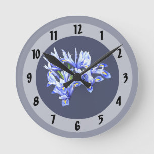 Horloge Ronde Cœur d'Iris Nain Violet