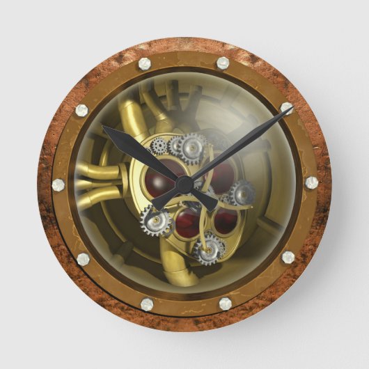 Horloge Ronde Coeur mécanique Steampunk (Recto)