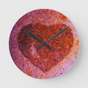 Horloge Ronde coeur rose de corail