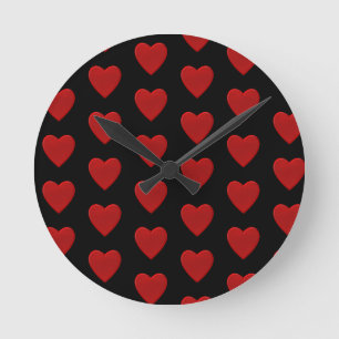 Horloge Ronde Cœur Rouge