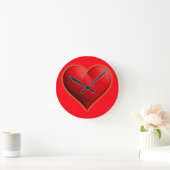Horloge Ronde Coeur rouge 3-D brillant (Maison)