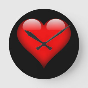 Horloge Ronde Cœur Rouge Mariage Amour Tendance