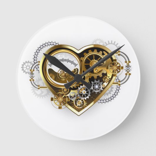 Horloge Ronde Coeur vapeur avec un manomètre (Recto)