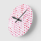 Horloge Ronde Coeurs aquarelle (Angle)