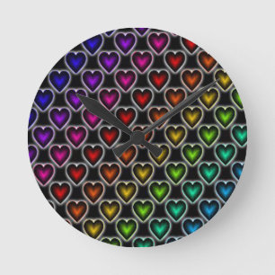 Horloge Ronde Coeurs arc-en-ciel