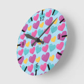 Horloge Ronde Coeurs colorés - (Angle)