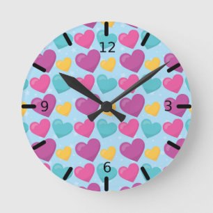 Horloge Ronde Coeurs colorés -