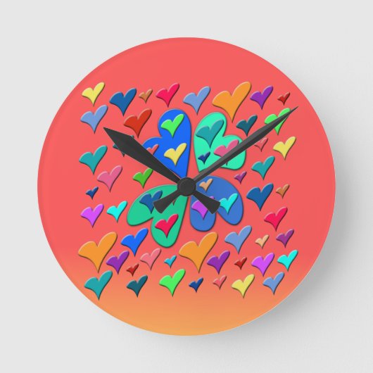 Horloge Ronde Coeurs colorés (Recto)