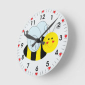 Horloge Ronde Coeurs d'abeilles mignons (Angle)