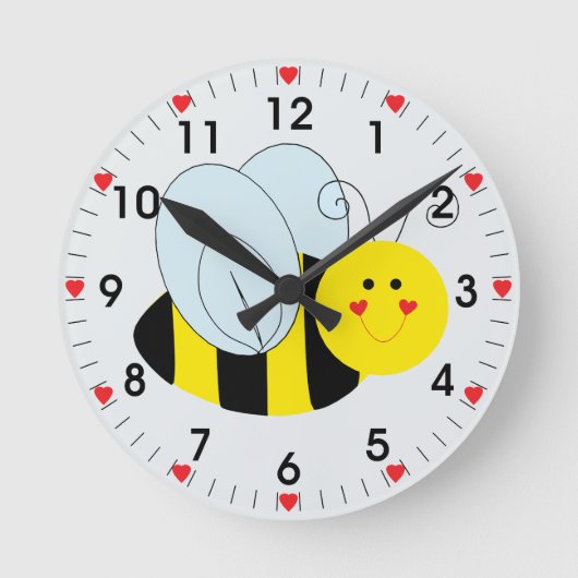 Horloge Ronde Coeurs d'abeilles mignons (Recto)