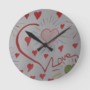 Horloge Ronde Coeurs d'amour