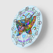 Horloge Ronde Cœurs de papillon (Angle)