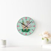 Horloge Ronde Coeurs de vaches et de papillons mignons (Maison)