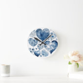 Horloge Ronde Coeurs en Delft Blue (Maison)