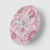 Horloge Ronde Coeurs et fleurs Abstraits roses Aimer l'art fract (Angle)