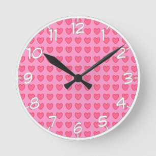 Horloge Ronde Coeurs Polka