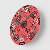 Horloge Ronde Coeurs répétitifs (Angle)
