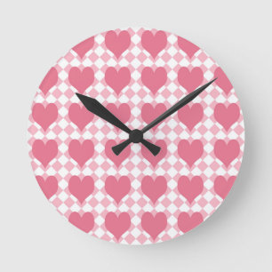 Horloge Ronde Coeurs roses