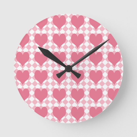 Horloge Ronde Coeurs roses (Recto)