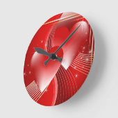 Horloge Ronde Coeurs rouges (Angle)