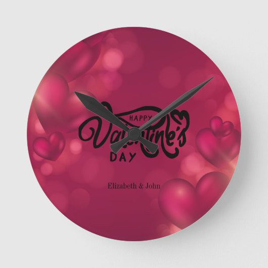 Horloge Ronde Cœurs rouges Joyeuse Saint-Valentin     (Recto)