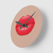 Horloge Ronde Coffee Lips baiser pop art (Angle)