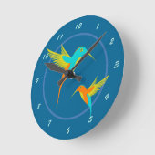 Horloge Ronde Colibri exotique bleu (Angle)