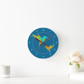 Horloge Ronde Colibri exotique bleu (Maison)