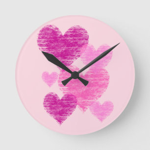 Horloge Ronde Collage de coeur rose