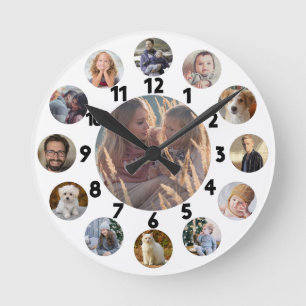 Horloge Ronde Collage de photos familiales 13 photos Instagram