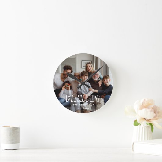 Horloge Ronde Collage de script familial Chic (Maison)
