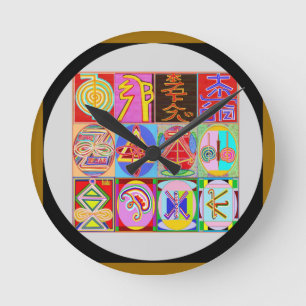 Horloge Ronde Collection curative de symbole d'Art101 Reiki n