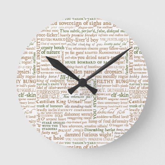 Horloge Ronde Collection Insultes Shakespeare (Recto)