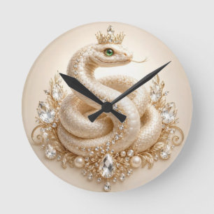 Horloge Ronde Collier en forme de serpent en cristal beige couro