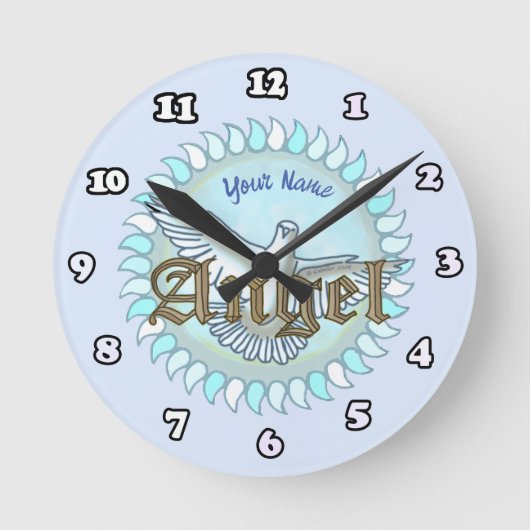 Horloge Ronde Colombe Ange Bleu (Recto)