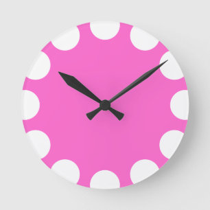 Horloge Ronde Color Crescent - White with Pink