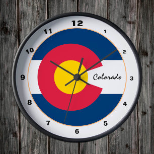 Horloge Ronde Colorado Flag & Colorado fashion /design USA