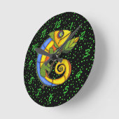 Horloge Ronde Colorful Fun Lizard Branch Dots (Angle)